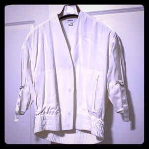 Helmet Lang cream bomber jacket